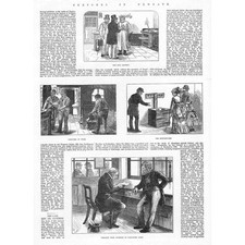 LONDON Scenes in Newgate Prison - Antique Print 1873