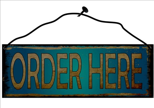 Order here hanging metal - hanging, sign