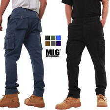 Mens MIG Stretch Cotton Slim Fit Cargo Work Trousers Size 30 to 42
