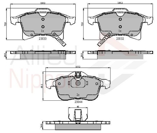 Brake pad set for disc - set, front