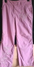 Next Womens Pretty Floral Embroidered Light Pink Cargo Pants Size 10 Regular