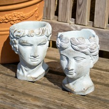 Set Of 2 Cement Roman Head