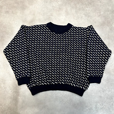 L.L Bean Knitted Jumper Womens Medium Norwegian Fair Isle Pullover Sweater, Navy
