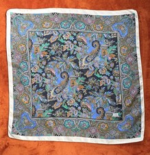 Vintage Liberty SILK Scarf - Blue Paisley Egyptian Design. 59 cm square - VGC