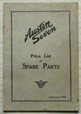 AUSTIN SEVEN Price List of