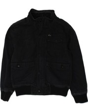 QUIKSILVER Boys Bomber Jacket 9-10 Years Black Cotton AA03