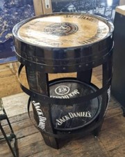 HOME BAR WHISKY BARRELS OPEN CUT CUSTOM MADE TABLES WITH YOUR CHOICE OF BRAND