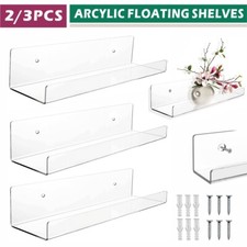 2 / 3PCS Clear Acrylic Floating Shelves Display Mounted Shelf Display Organizer