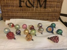 X 16 VINTAGE MERCURY GLASS MIXED LOT OF CHRISTMAS TREE BAUBLES