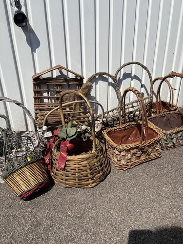 Vintage rattan baskets floral - vintage,