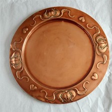 An Art Nouveau  Flower Heads Copper Tray J.S & S Joseph Sankey & Sons 31.5cm