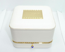Boucheron Paris Luxury White Jewelry Box with Gold Trim & Blue Cabochon