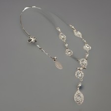 Alan Hannah Necklace Wedding Evening Jewellery Diamanté Silver Tone Stunning