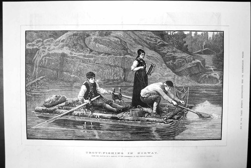 Antique print trout - antique,