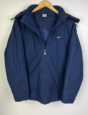 NIKE PARKA COAT Size Small 38" Men's Padded Winter Rain Jacket Navy Blue