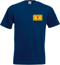 Scottish Lion Rampant Flag T-Shirt Navy Banner Of Scotland Unisex Adult Cotton