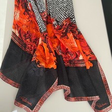 Roberto Cavalli Vintage Silk Chiffon Scarf Red, Gift, Headscarf A12