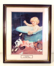 1897 "A Clean Getaway"Arthur J Elsley  bathing framed 22x27cm Vintage Print Mint