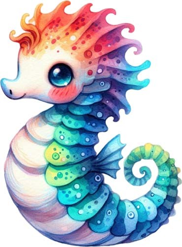 Colourful seahorse wall art - colourful,