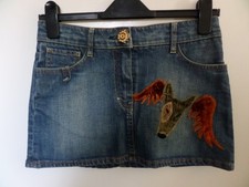 FAKE LONDON GENIUS Bulldog Hipster Denim Mini Skirt - VINTAGE - Waist 26"