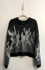 The Ragged Priest Revolt Jumper Size Small Grey Black Glitter Oversized