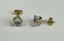 9ct Gold 375 Round 5mm Blue Topaz Stud Earrings - Bargain Price - ER7777BT