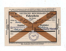 TICKET GERMAN REICHSBAHN 1955 BRANDENBURG TO POTSDAM AND BACK