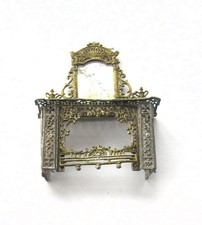 EXQUISITE ANTIQUE SOFT METAL DOLLS HOUSE FIREPLACE AND OVERMANTLE
