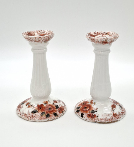 Pair vintage chintz ceramic - of,