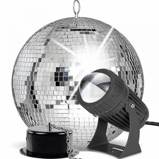 Mirror Ball Kit 30 Party Disco Light Set 30cm Mirrorball Motor Black Pin Spot
