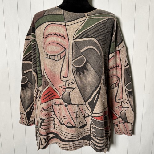Shana abstract face sweater - face,