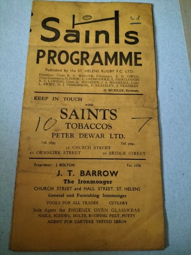 Vintage rugby league programme - vintage,