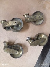 Antique Brass Furniture Castors Set of 4, Original