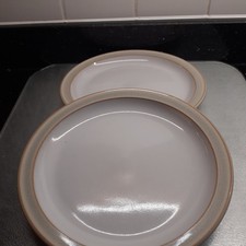 Denby Linen Tea Plates x 2 Approx  17cm Diameter (Cream) signs of light use