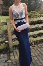 Lipsy Navy Cream Petite Maxi Dress 16 Evening Wedding Party Occasion Cruise Xmas