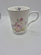 Vintage KINGSBURY CLEMATIS pink Fine bone China Mug Staffordshore Tableware