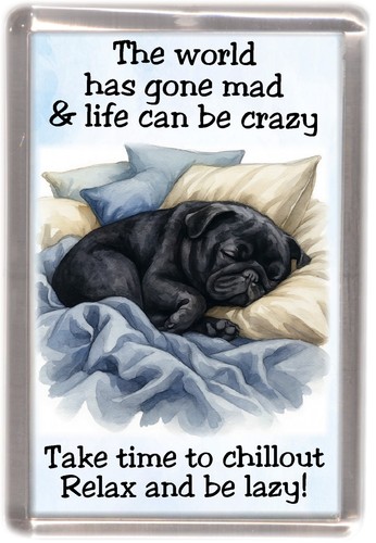 Pug black dog - fridge, magnet