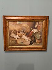 Antique 19th Century Chromolithograph After George Armfield Of Terrier Dogs