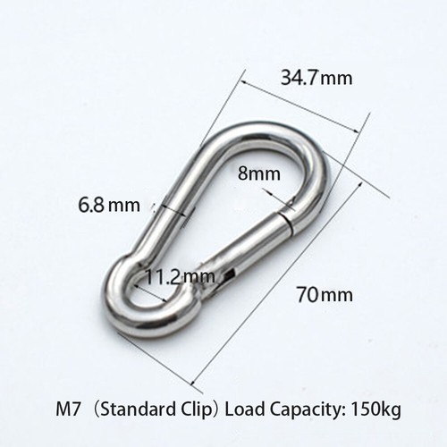 Stainless steel carabiner snap - stainless,