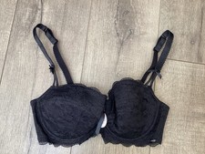 LA SENZA BLACK PADDED LUCY LACE BRA FULL SUPPORT SIZE 36DD BNWT