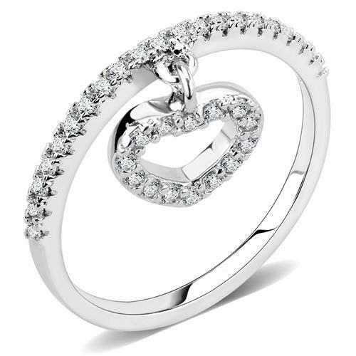Ladies charm ring heart - , dangle