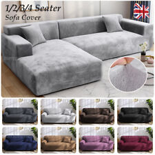 VELVET Elastic STRETCH SOFA COVERS Slipcover Protector Settee 1/2/3/4 Seater UK