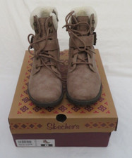 LADIES SKECHERS TAUPE DOME FALL AGAIN  LACE UP BOOTS WITH SIDE ZIP SIZE 5