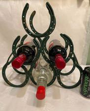 Vintage Horseshoe Wine Rack Dark Forest Green (6) Bottle Capacity