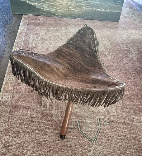 Cowhide foldable stool - cowhide,
