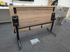 Flip-top folding table with Halifax Oak top and black frame