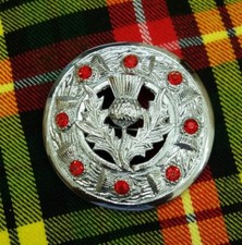 ST Kilt Fly Plaid Brooch Red