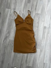 Zara Mustard brown Women Dress XS/S Stretch Cotton