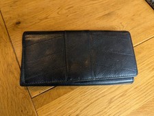 Leather purse Visconti black original leather with red interior