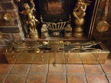 18th Century Solid Brass And Wrought Iron Range Fender